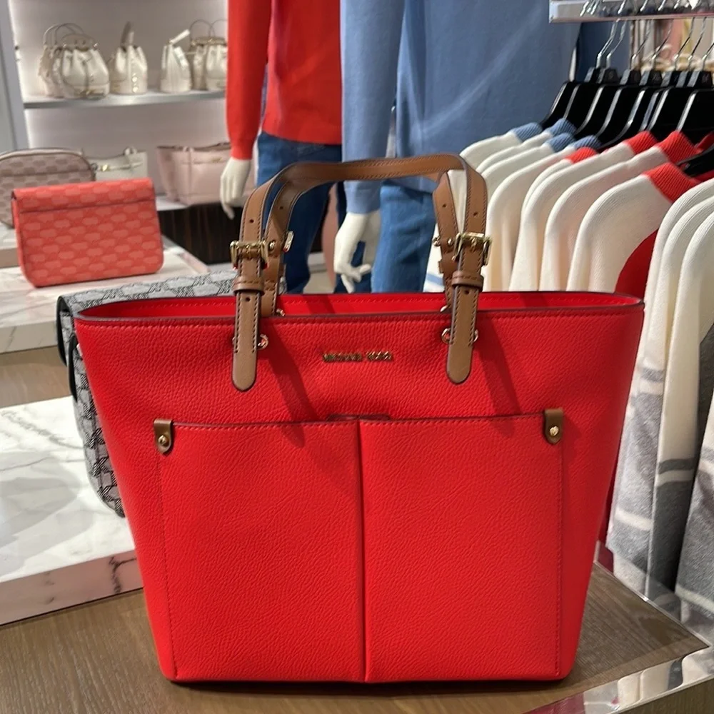 MICHAEL KORS JET SET TRAVEL MEDIUM DOUBLE POCKET TOTE NON-LEATHER VEGAN NWT